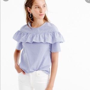 Jcrew Striped Ruffle Shirt